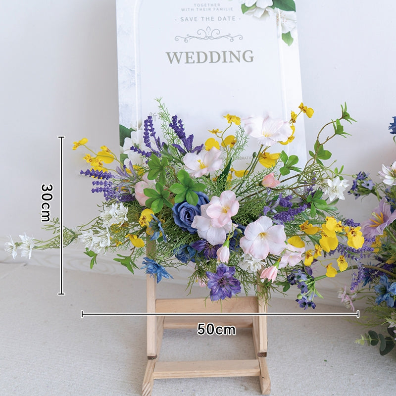 Colorful Spring Artificial Flower Set – Welcome Area Floral Display in Purple, Yellow, and Blue Tones FA-250