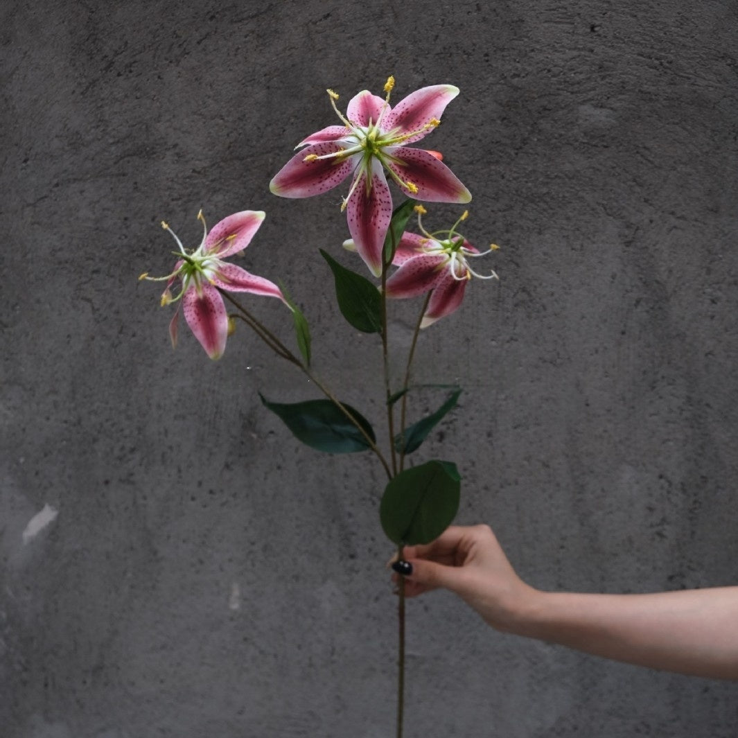 Artificial Fire Lily Stems by Valar Flower – 3-Head 3D Touch Realistic Gloriosa for Bouquets or Centerpieces FS-1069