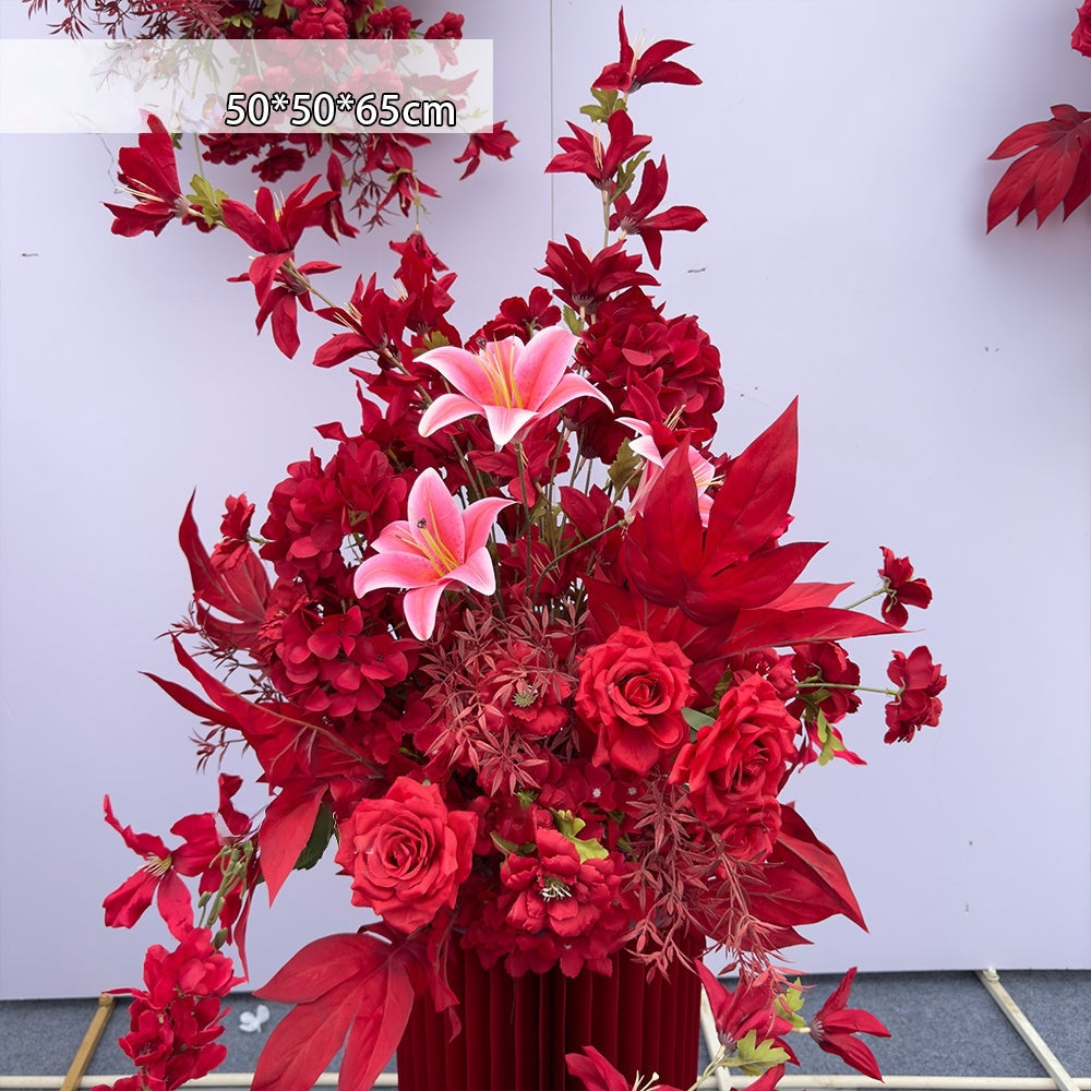 Valar Flower Bold Red Phalaenopsis Aisle Floral Runner — Artificial Wedding & Engagement Pathway Decor WF-110
