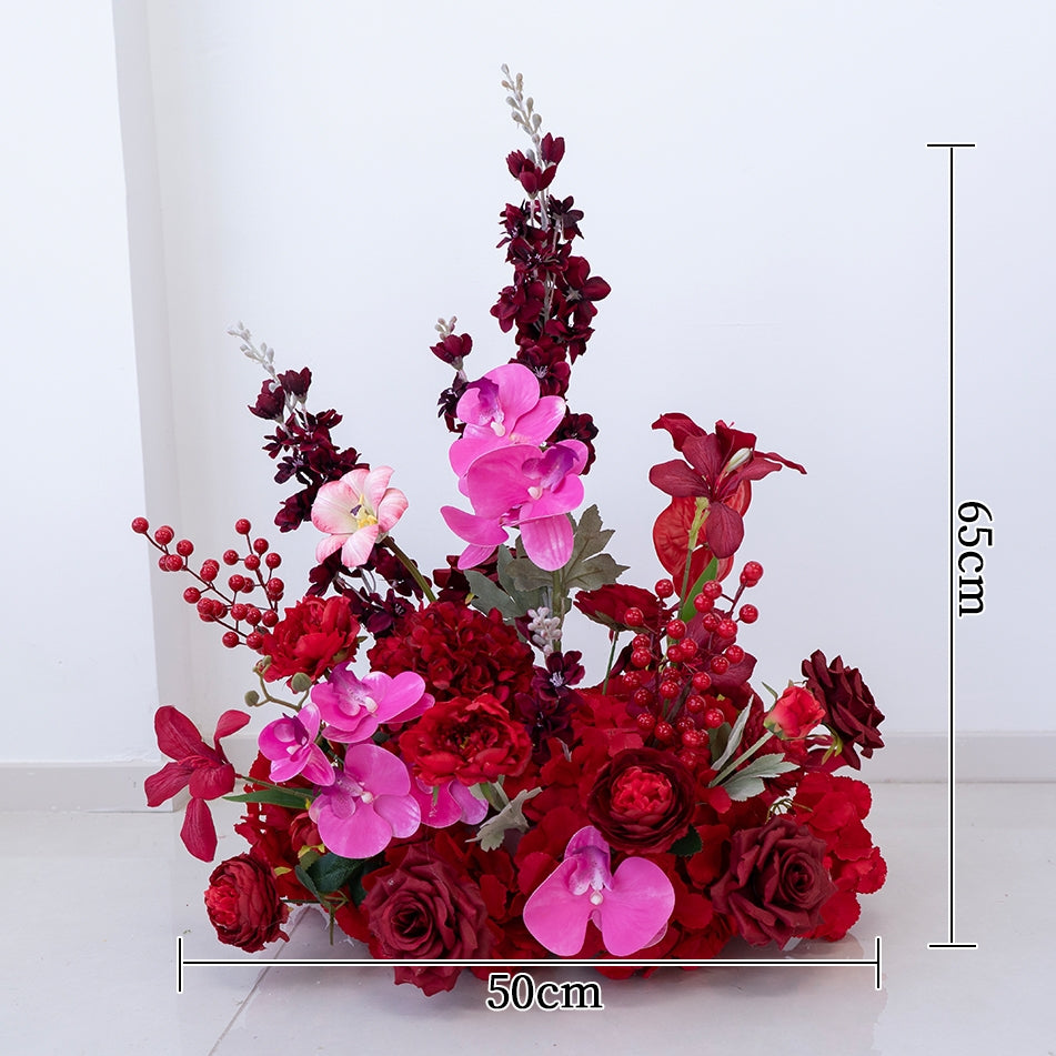 Valar Flower Luxury Red Artificial Flower Arrangement Kit for Wedding Ceremony, Reception & Event Styling FA-302