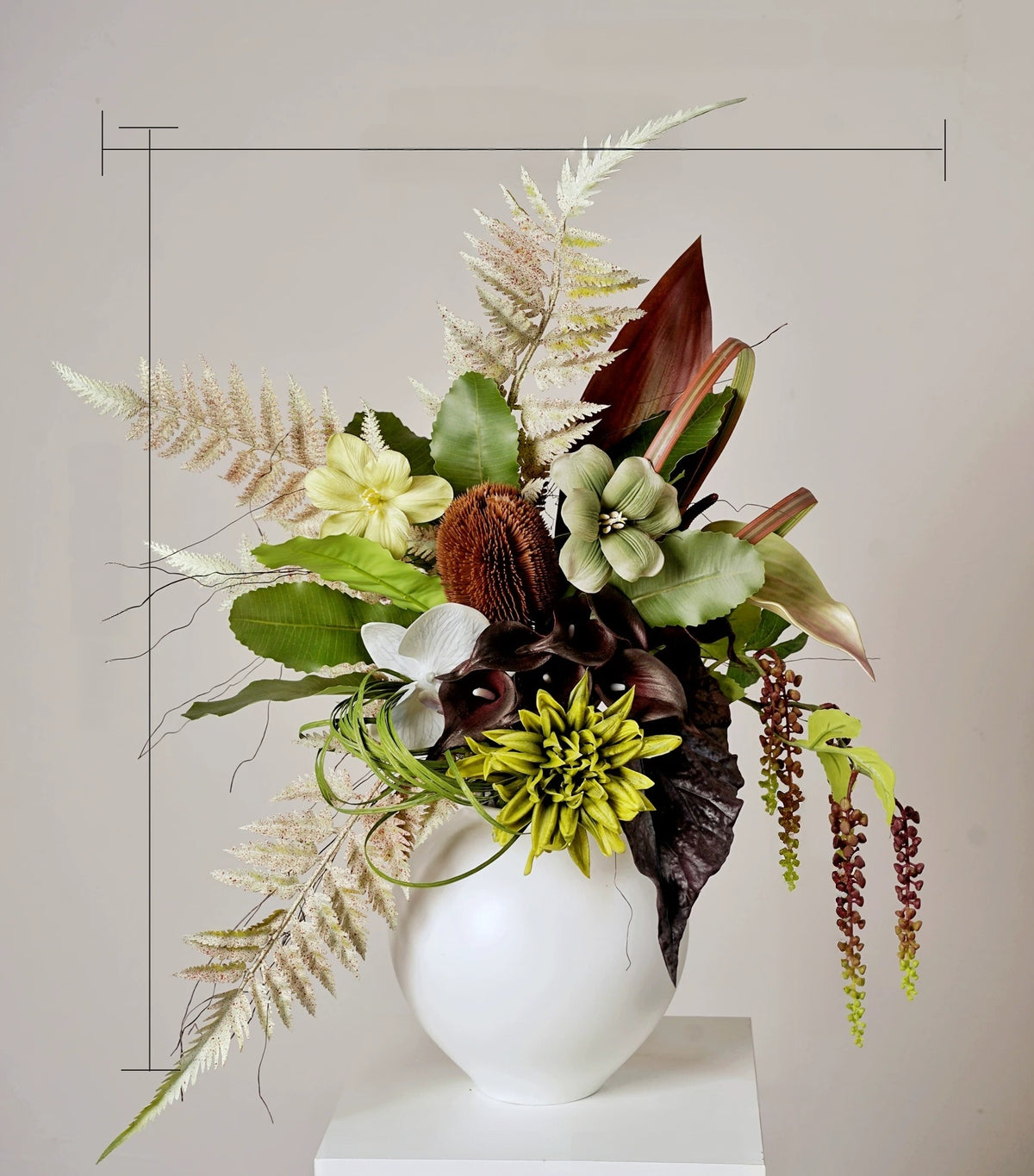 ValarFlower Amber Green Artificial Flower Arrangement Set, Modern Tropical Floral Decor for Home and Event Styling VB-295