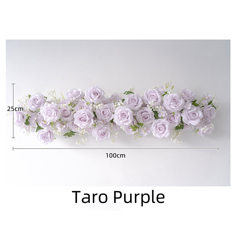 Romantic Rose Table Runner, Artificial Flower Arrangement for Elegant Wedding Tablescape FA-239
