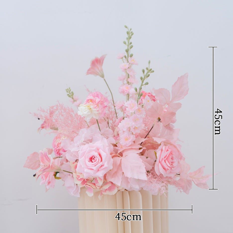 Pfirsich-weißes Kunstblumenarrangement – Romantisches Event-Tisch- und Schild-Styling-Set FA-263
