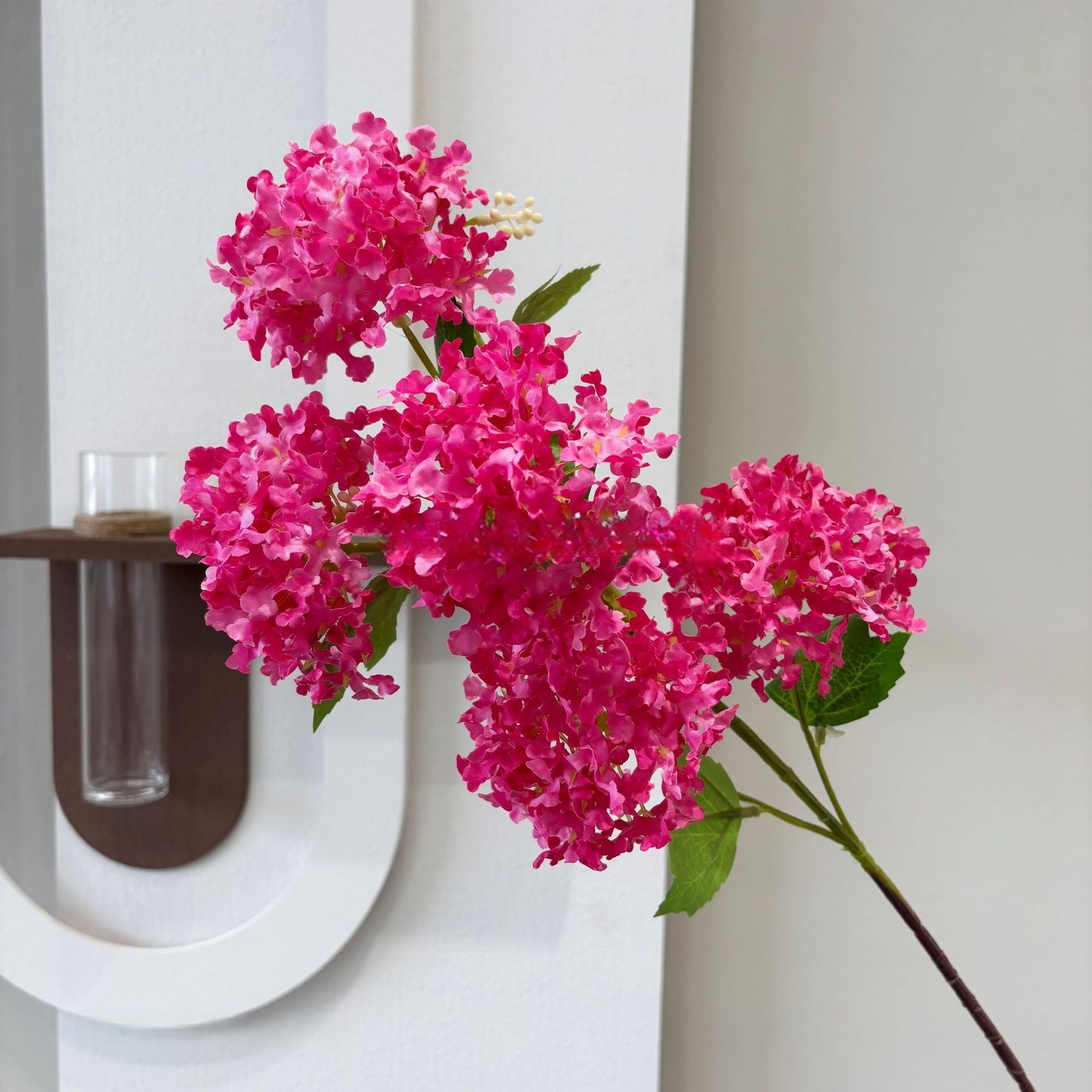 5-Head Faux Snowflake Hydrangea Stem – Realistic Artificial Multi-Bloom Flower for Home Decor FS-1027