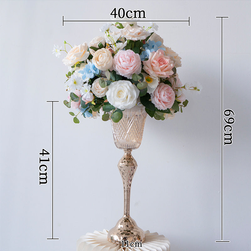 우아한 파란색과 흰색 꽃 장식 결혼식 아치, 인공 꽃 배열, 의식 배경 및 이벤트 장식 FA-211