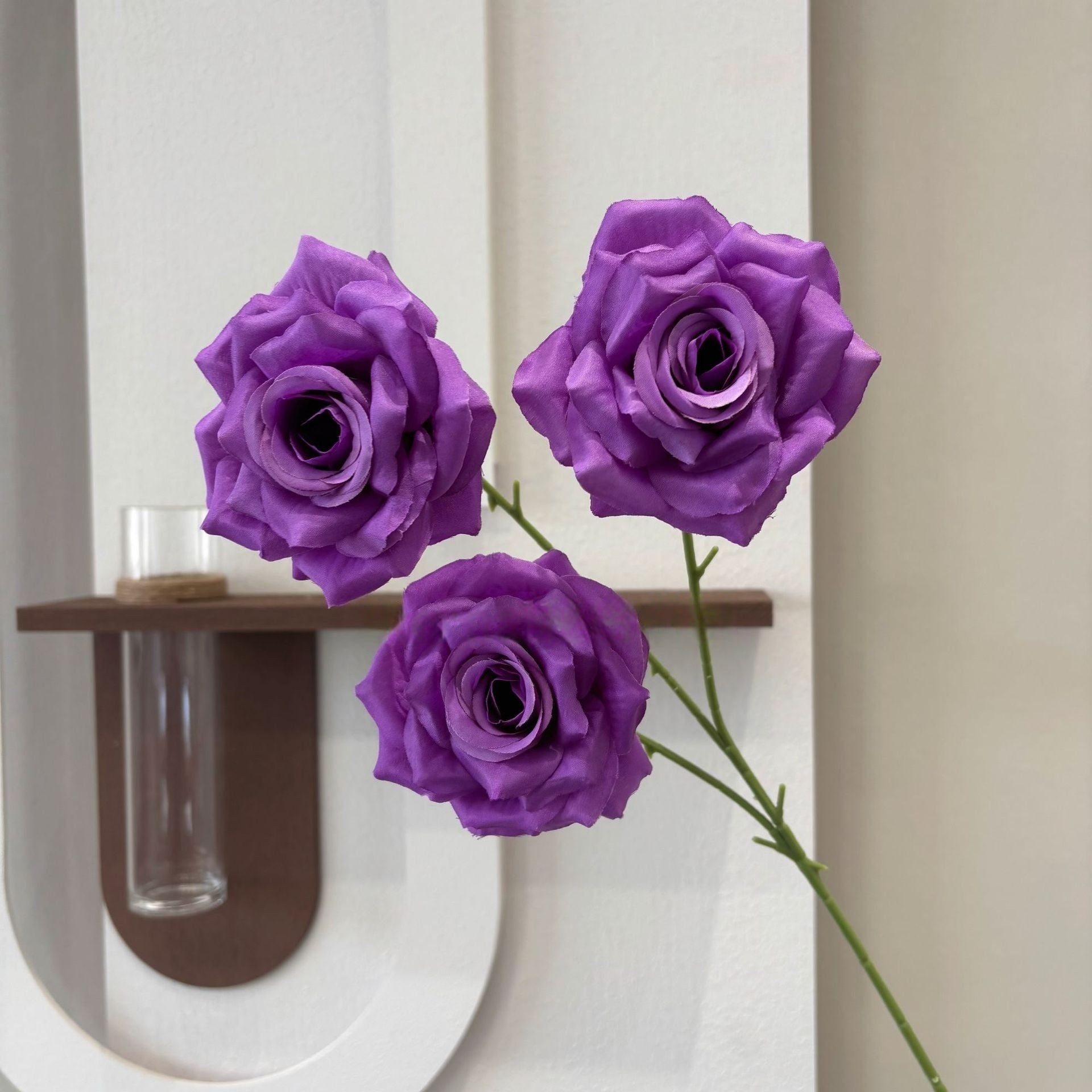 Three Head Diamond Rose Stem – Leafless Artificial Rose for Home Decor & Event Styling FS-1020