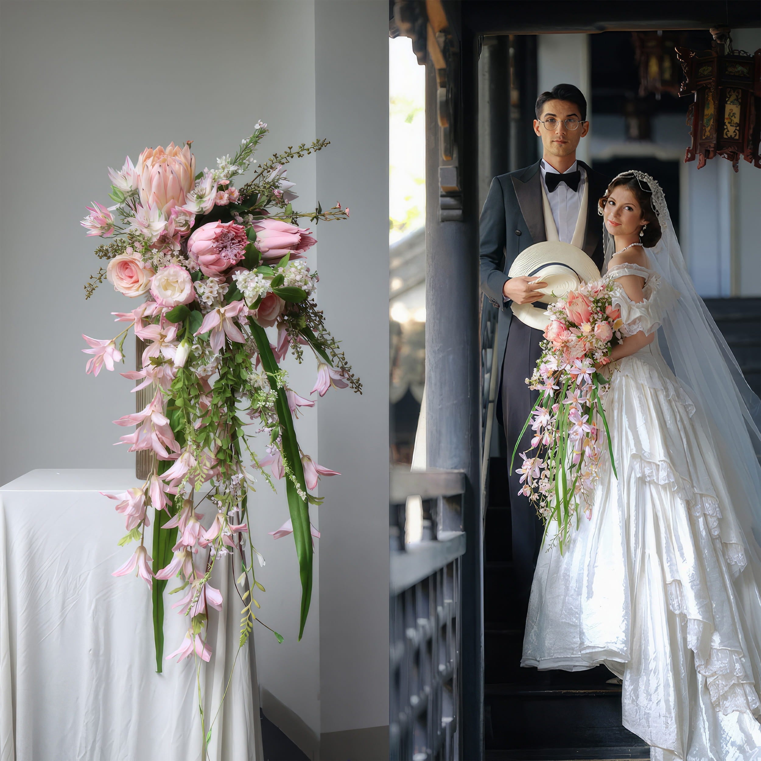 silk flowers for wedding dresses White wedding bouquets package with Gorgeous Faux Florals