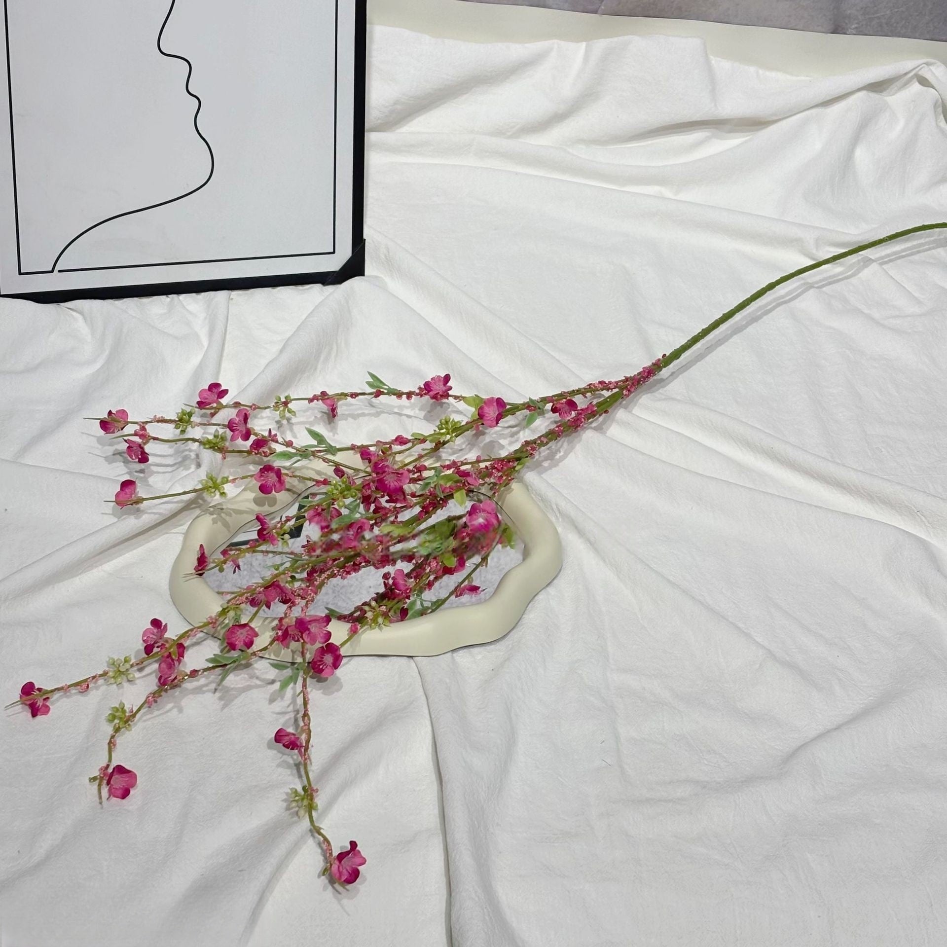 Faux Mini Blossom Willow Stem – Whimsical Snowy Bloom for Floral Arrangements FS-1051