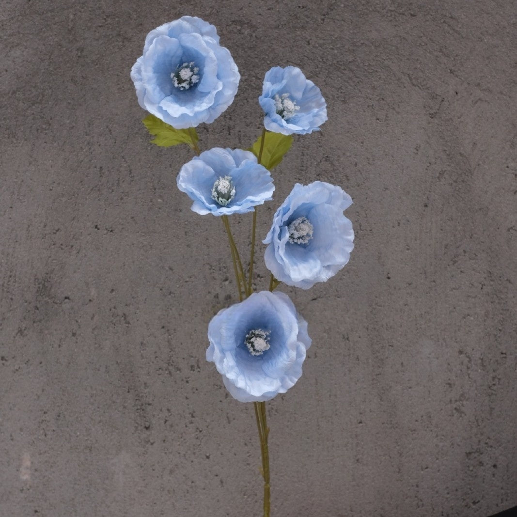 Sky Blue Faux Flower Stem | Elegant Single Bloom for Home Decor FS-1009A