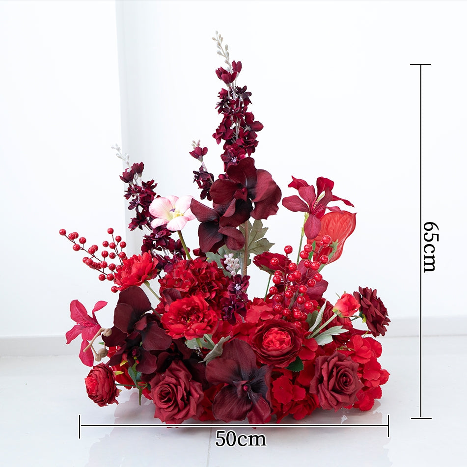 Valar Flower Luxury Red Artificial Flower Arrangement Set for Wedding Decor, Event Backdrop & Celebration Centerpieces FA-304