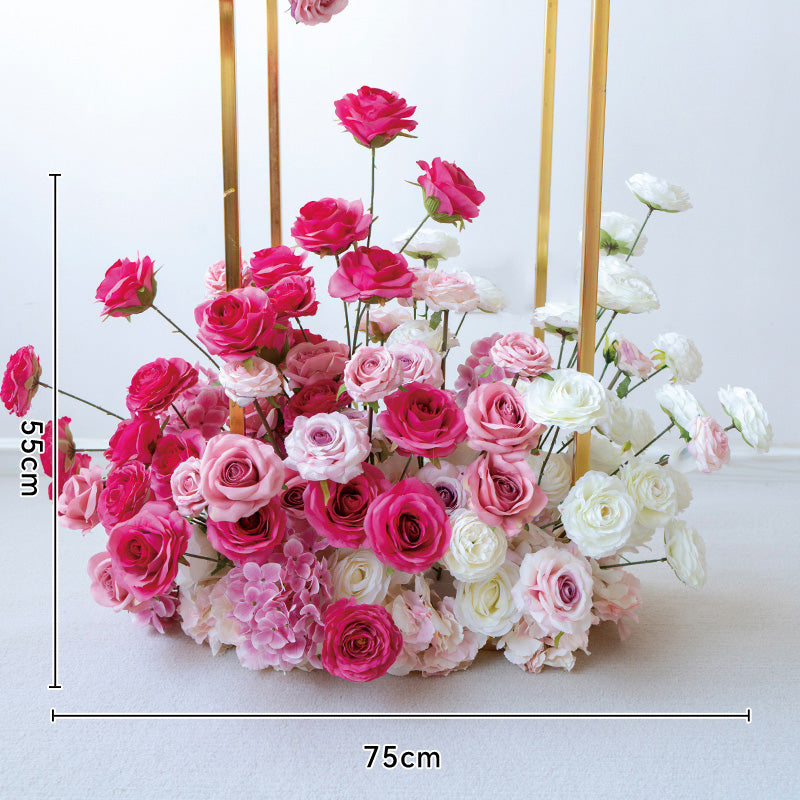 Pink Gradient Faux Flower Arrangement – Luxury Rose Installation for Party or Event Backdrop Decor FA-257