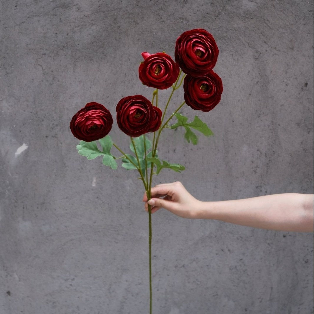 6-Head Dreamy Ranunculus Artificial Flower – Lifelike Bloom for Wedding & Decor FS-1043