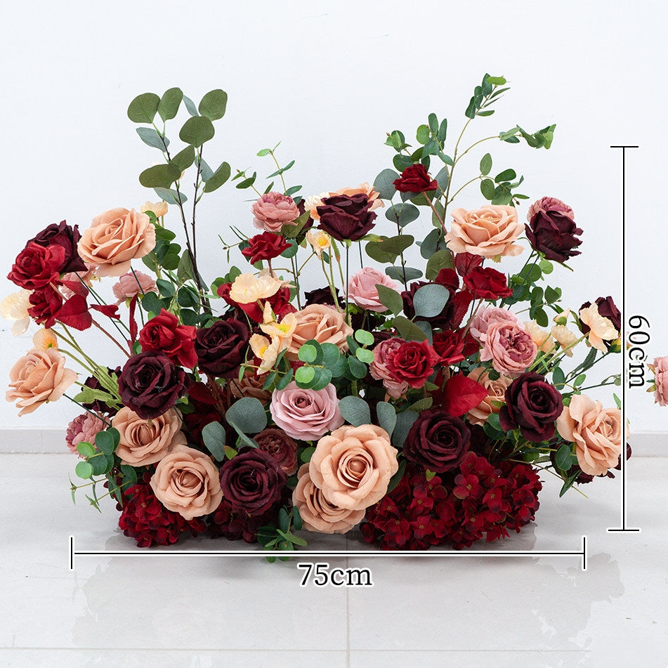 Valar Flower Luxury Burgundy Champagne Faux Rose Arrangements for Wedding & Event Styling FA-317