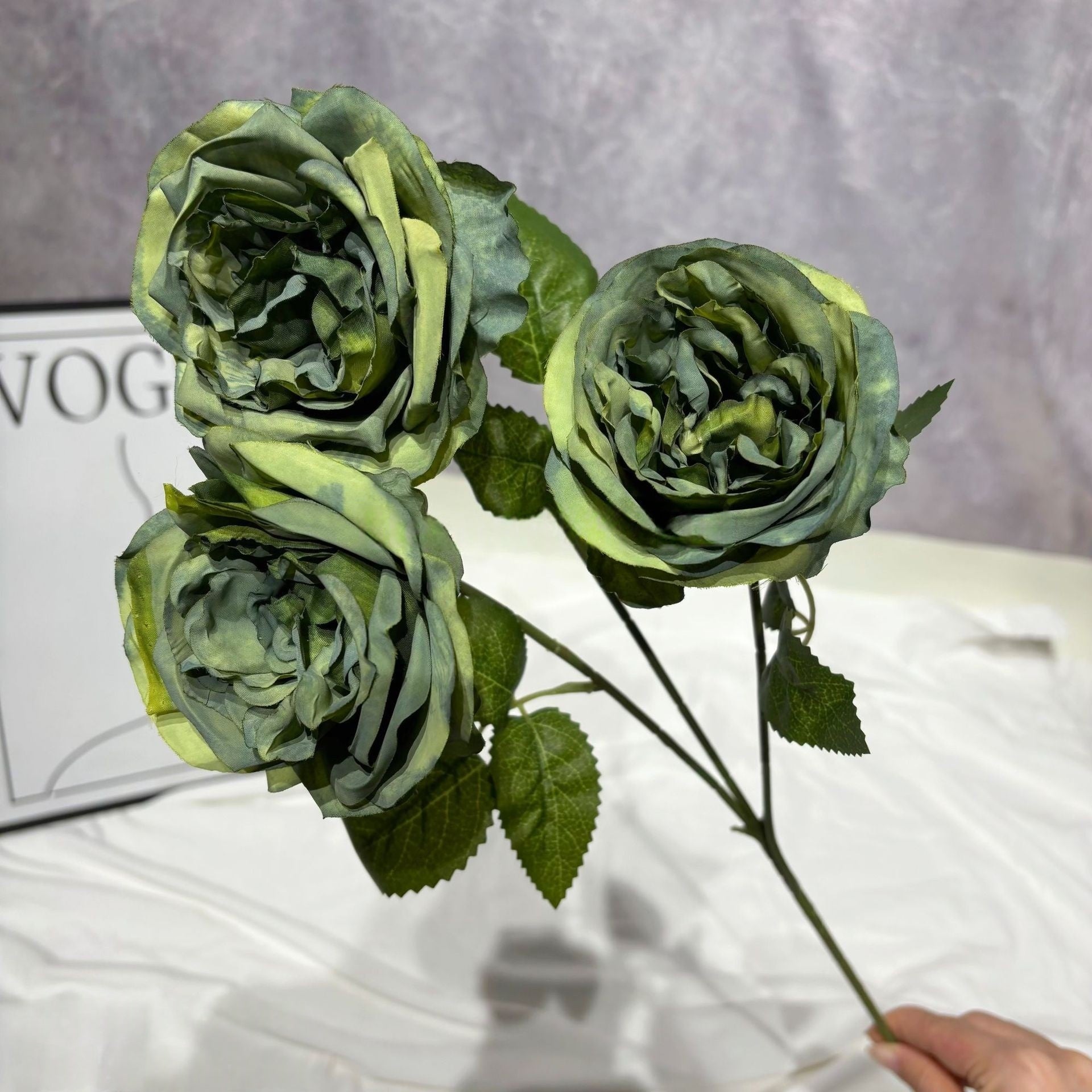 3-Head Faux Austin Rose – Vintage Garden Style Artificial Floral Stem FS-1046