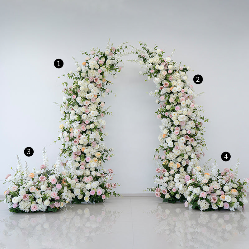 Eleganter Blumenbogen in Mondform für die Hochzeitszeremonie – Künstlicher Blumenbogen für Hochzeiten, Veranstaltungen und besondere Anlässe