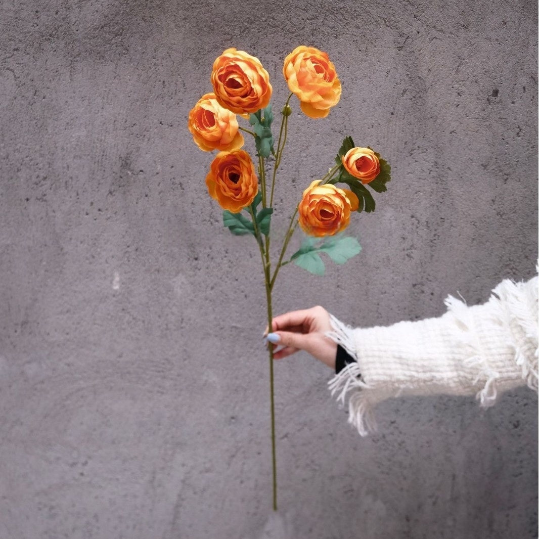 Autumn Orange Faux Flower Stem | Single Bloom for Seasonal Home Decor FS-1011A