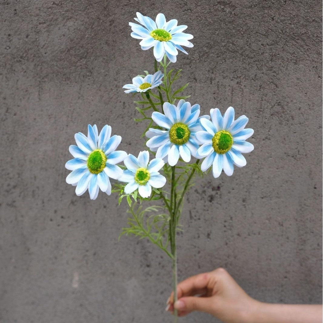 Valar Flower 6-Head Faux Daisies – Soft Touch Mini Summer Chrysanthemum for Cheerful Decor FS-1061