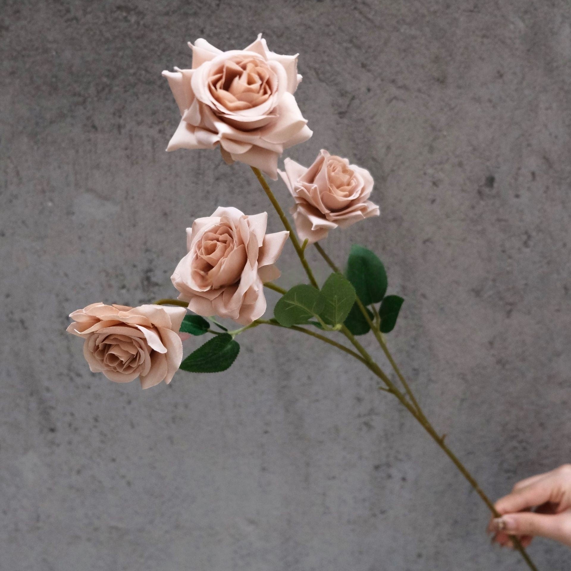 Valar Flower 4-Head Petite Edge Roses – Realistic Faux Rose Stems for Elegant Floral Arrangements FS-1062