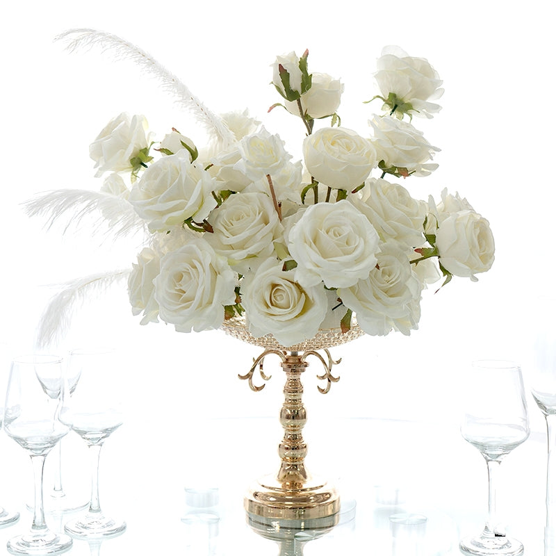 Elegant Floral Ball Table Centerpiece for Weddings and Events With Feathers TF-104