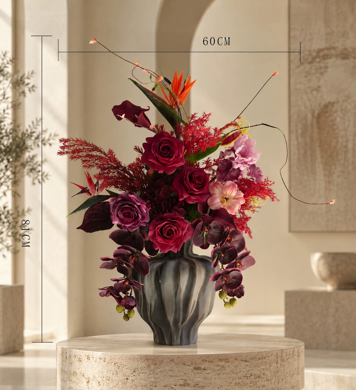 Elegantes Blumenstrauß-Arrangement mit Herbstmotiv | Luxuriöse Kunstblumen für Hochzeiten und Inneneinrichtung VB-113 (ohne Vase)