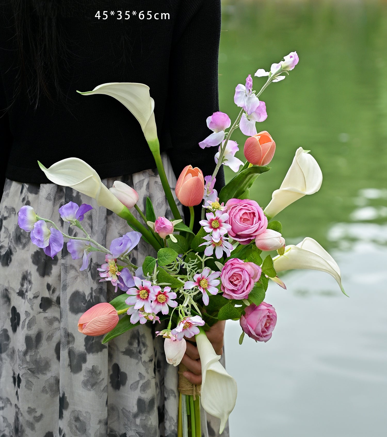 Arreglo de Ramo Floral con Tema Elegante de Otoño | Flores Artificiales de Lujo para Boda y Decoración Interior del Hogar VB-113 (Sin Jarrón)