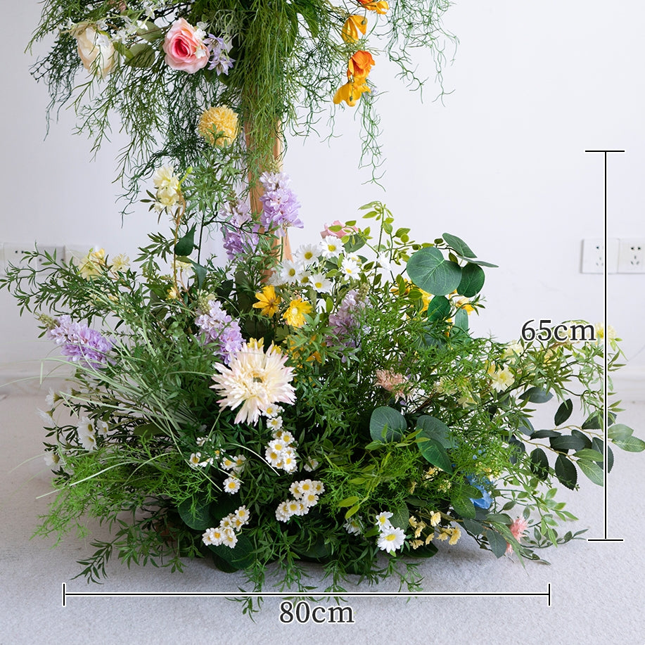 Pfirsich- und weiße Rosen-Hochzeitsbogen und -Mittelstücke, künstliche Blumen-Hochzeitsdekoration, Brautparty-Dekor FA-203