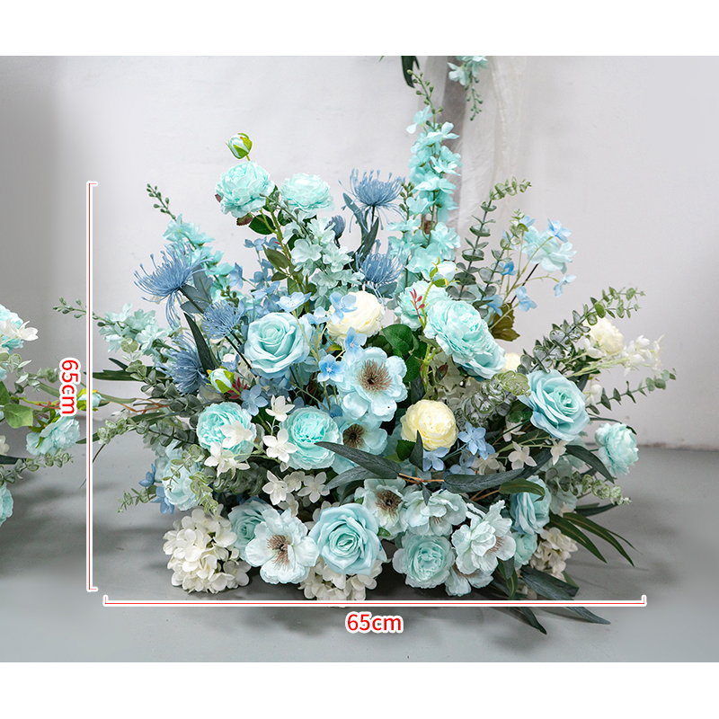 Conjunto de Arco de Boda Artificial en Azul Menta y Blanco – Fondo Floral Romántico para Bodas en la Playa o en Verano FA-262