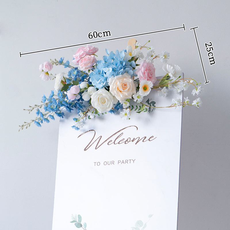 우아한 파란색과 흰색 꽃 장식 결혼식 아치, 인공 꽃 배열, 의식 배경 및 이벤트 장식 FA-211