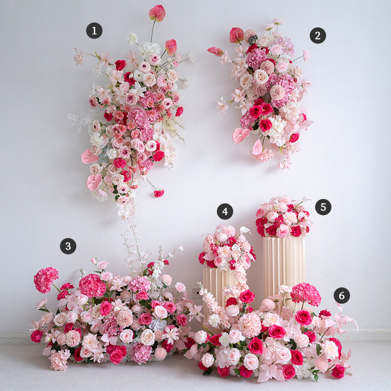 Romantic Faux Flower Wall Set for Wedding Backdrop | Ceremony and Event Floral Decorations FA-268