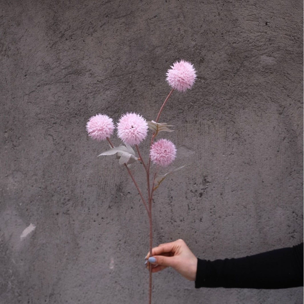 4-Head Allium Faux Flower – Modern Pom Pom Decorative Stem FS-1042