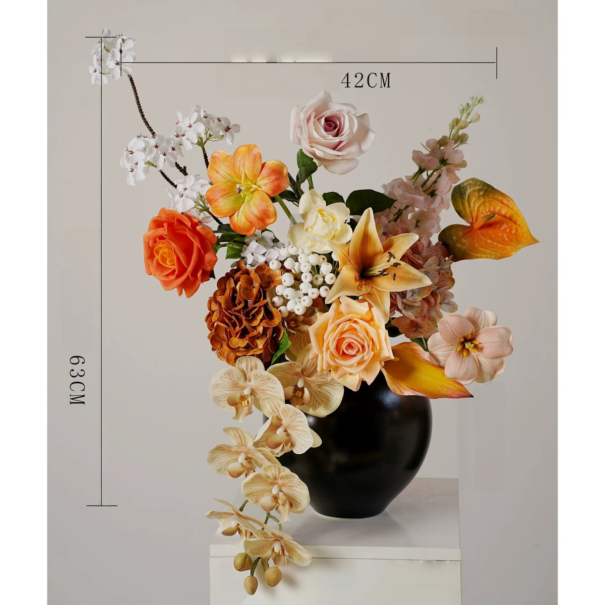 Elegantes Blumenstrauß-Arrangement mit Herbstmotiv | Luxuriöse Kunstblumen für Hochzeiten und Inneneinrichtung VB-113 (ohne Vase)