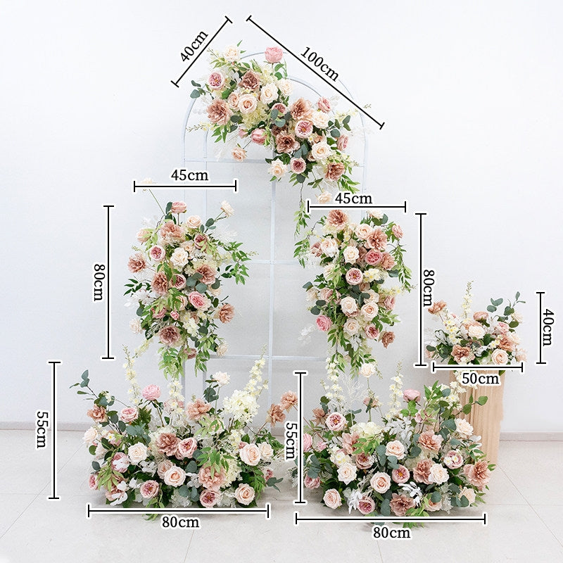 Valar Flower Champagne & Blush Faux Floral Arch Arrangement Set for Wedding Decor FA-320
