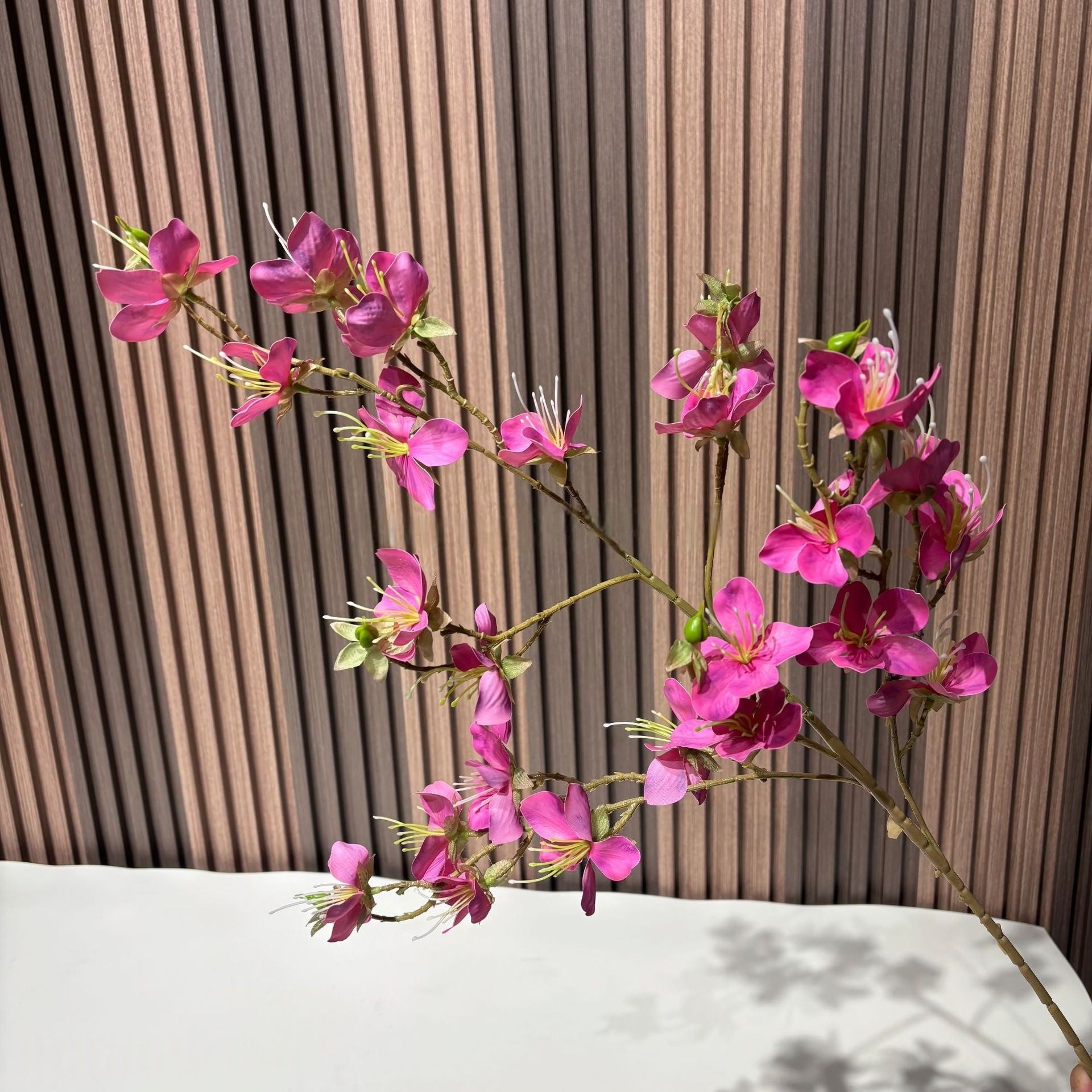 Faux Bauhinia Blossom Spray by Valar Flower – Vibrant Artificial Orchid Tree Flowers for Weddings & Arrangements FS-1076