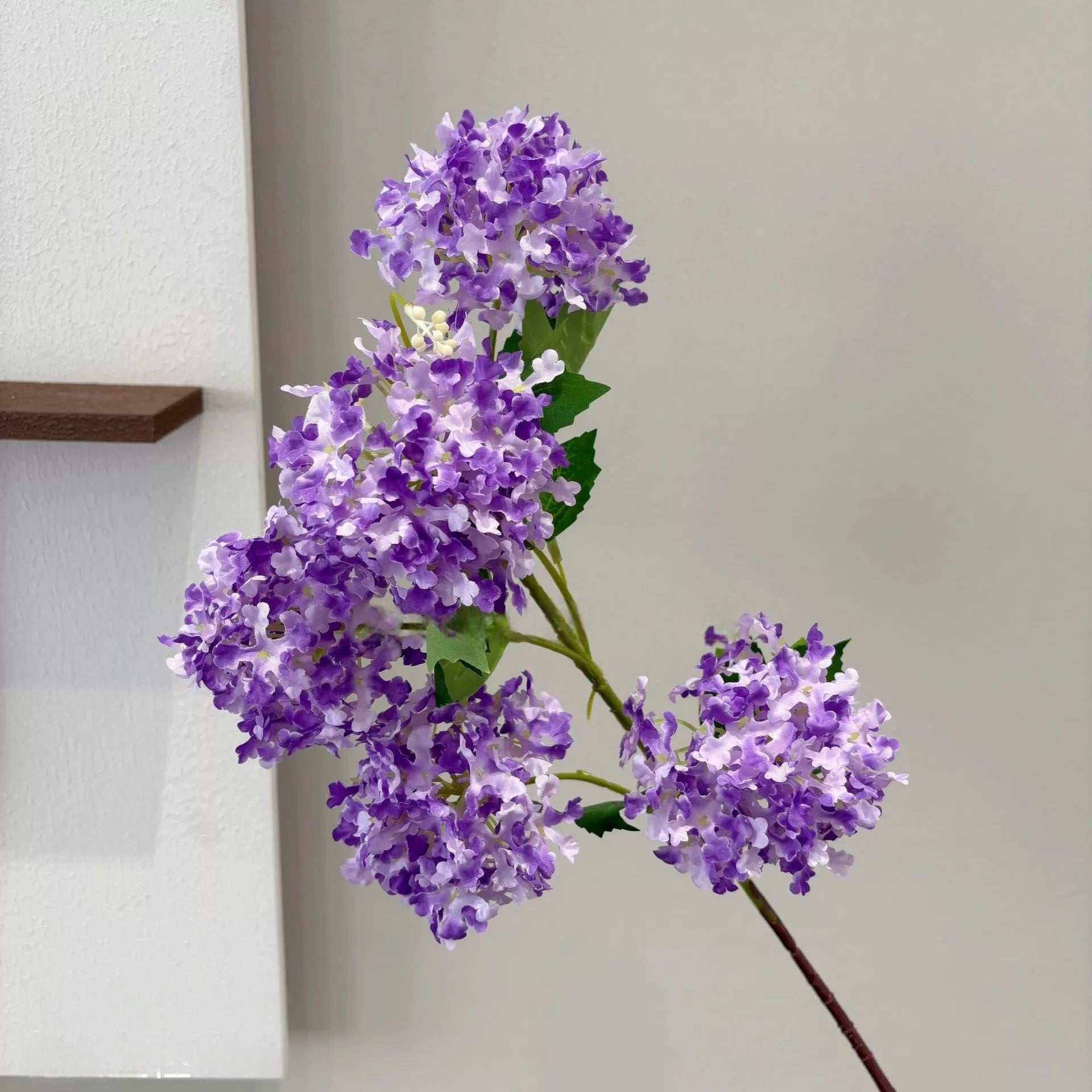 5-Head Faux Snowflake Hydrangea Stem – Realistic Artificial Multi-Bloom Flower for Home Decor FS-1027