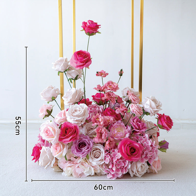 Arreglo de Flores Artificiales en Degradado Rosa – Instalación de Rosas de Lujo para Decoración de Fondo en Fiesta o Evento FA-257
