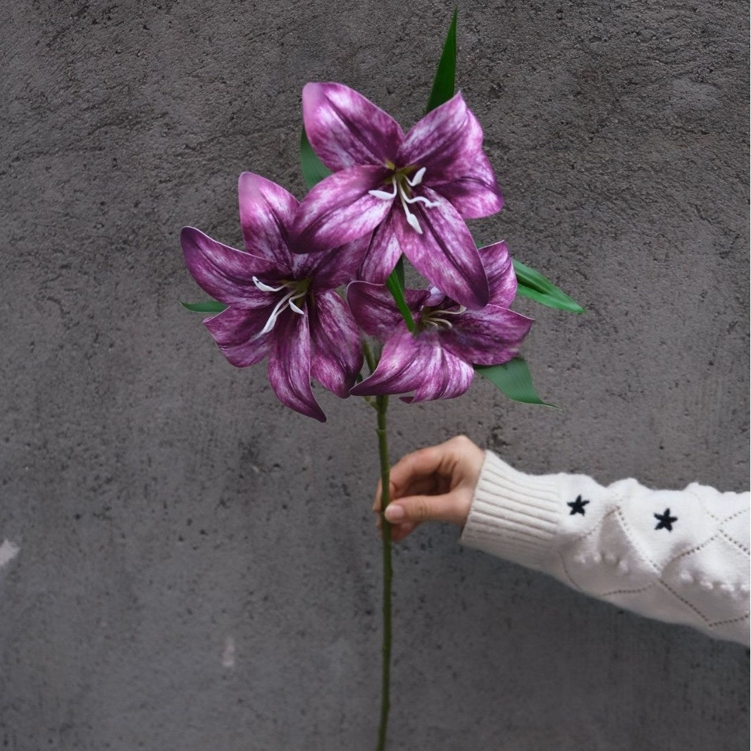 Purple Faux Flower Stem | Elegant Single Bloom for Home Decor Display FS-1004A