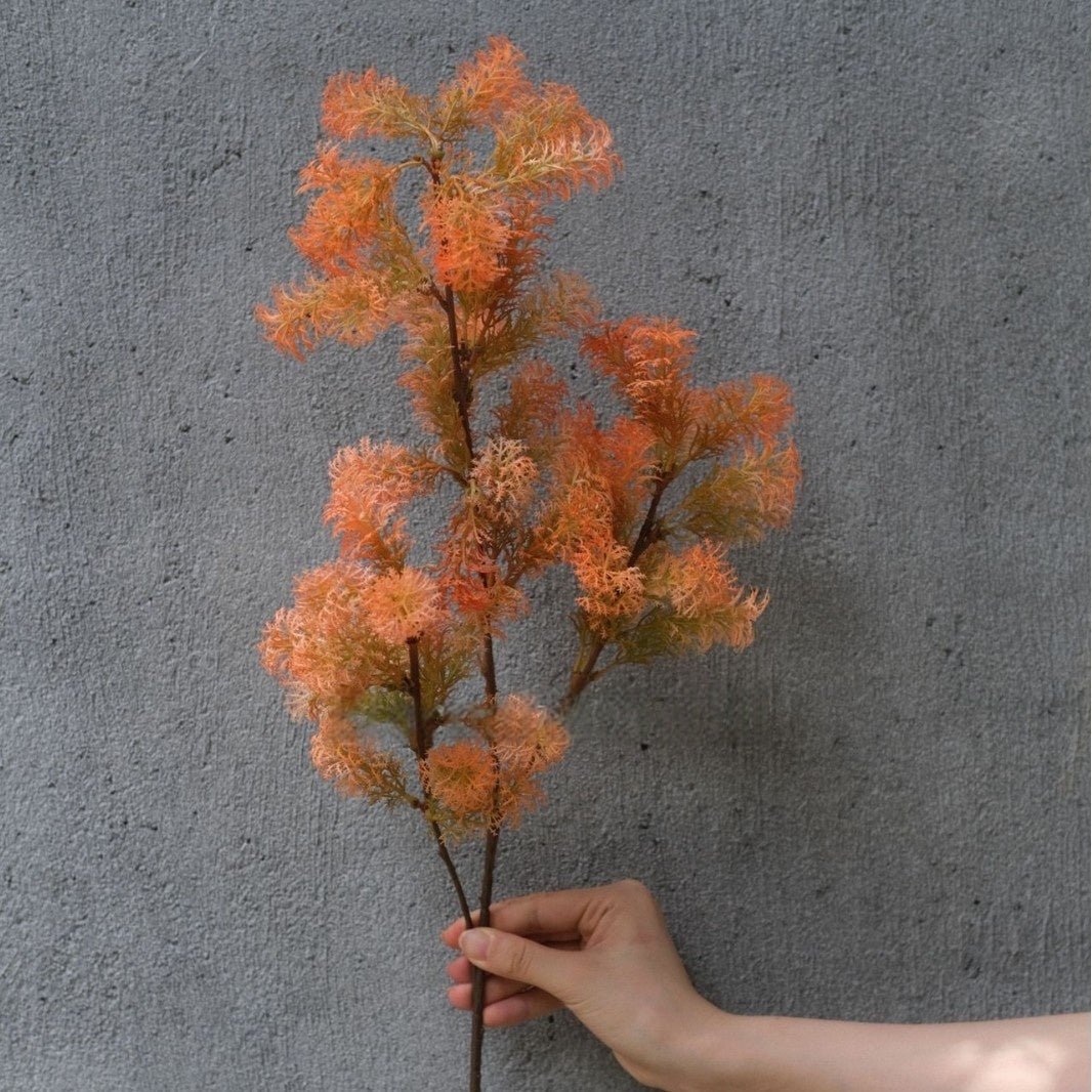 Burnt Orange Faux Orchid Stem | Modern Floral Accent for Home Decor FS-1014A
