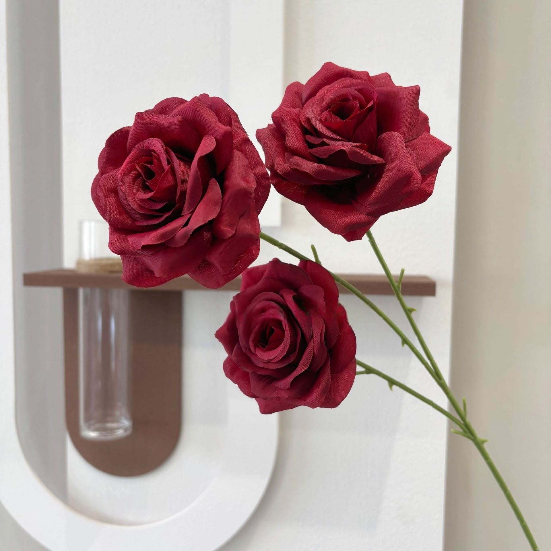 Three Head Diamond Rose Stem – Leafless Artificial Rose for Home Decor & Event Styling FS-1020