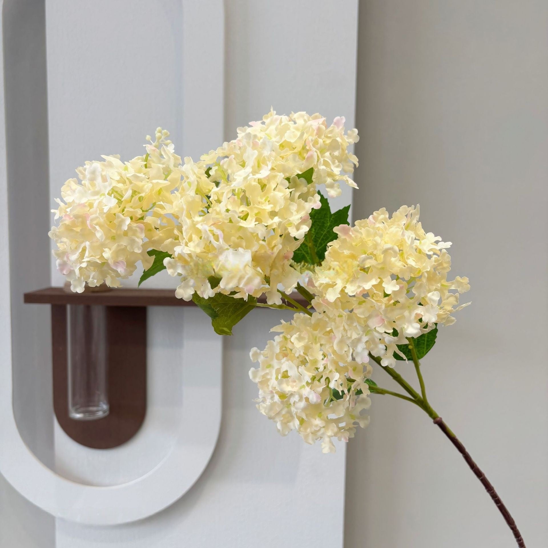 5-Head Faux Snowflake Hydrangea Stem – Realistic Artificial Multi-Bloom Flower for Home Decor FS-1027