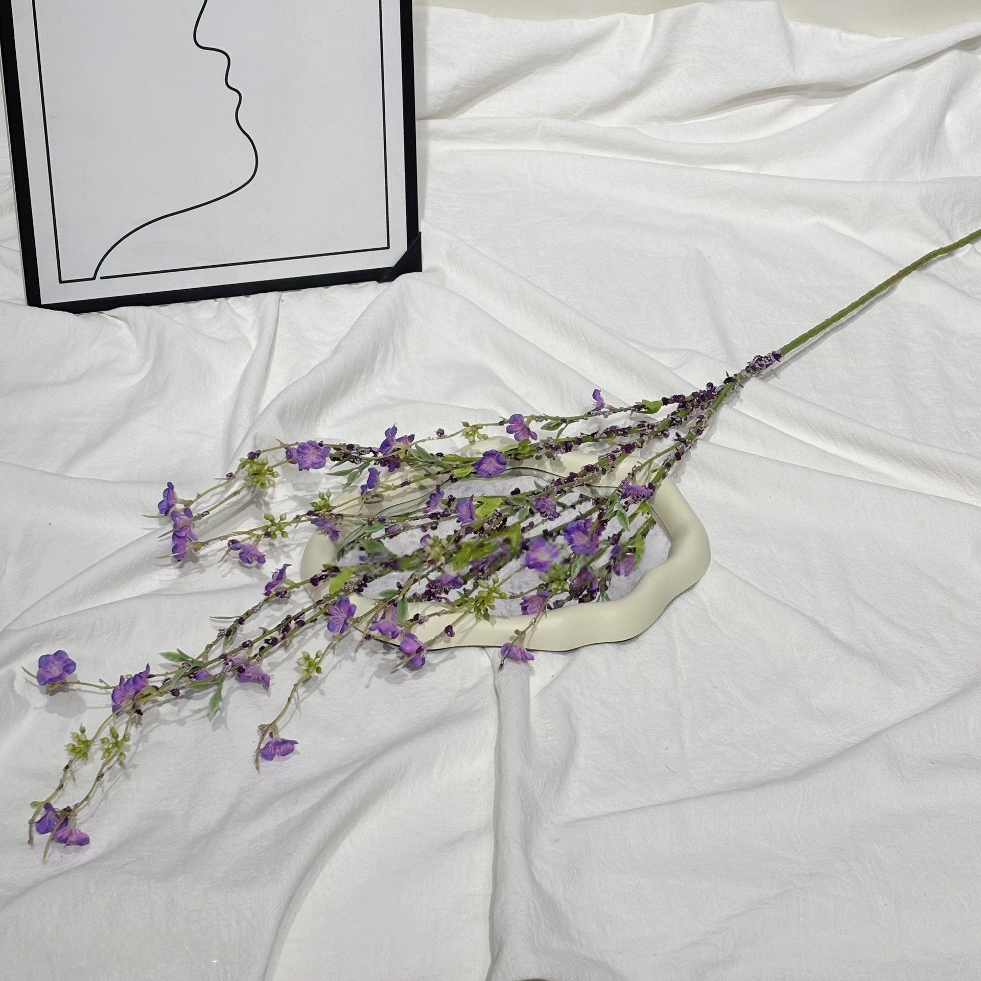 Faux Mini Blossom Willow Stem – Whimsical Snowy Bloom for Floral Arrangements FS-1051