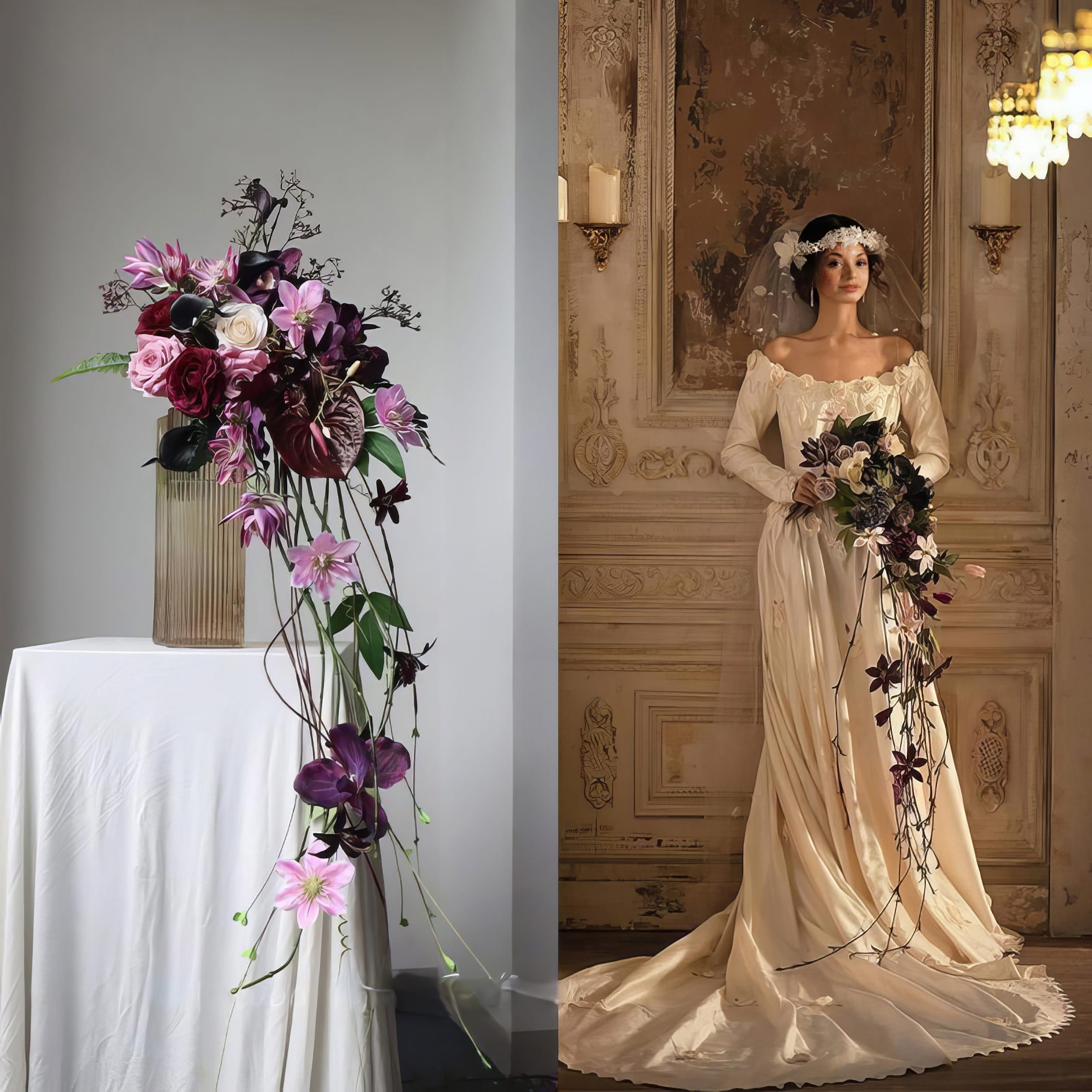 Elegante künstliche Blumenarrangements Sträuße - Realistische Seidenblumen für Hochzeiten, Veranstaltungen und Heimdekoration VB-201