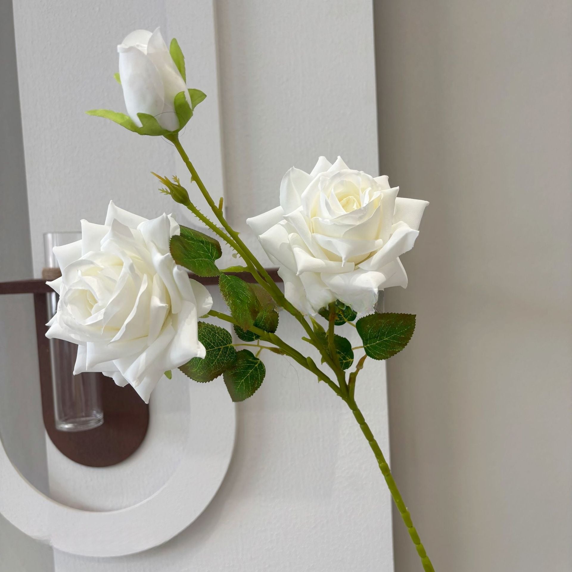 Elegant White Artificial Flower Stem | Simple Faux Floral for Interior Design FS-1003B