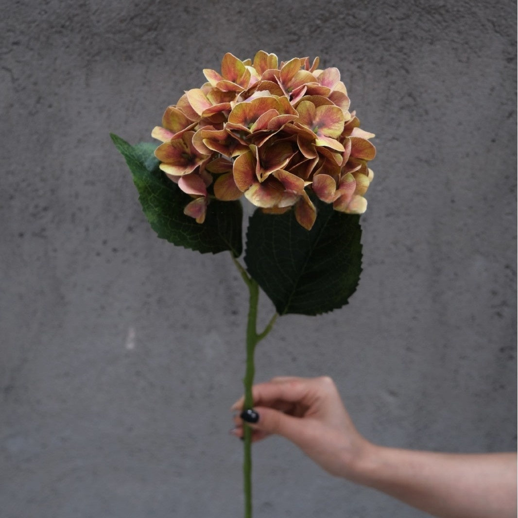 Burnt Orange Faux Orchid Stem | Modern Floral Accent for Home Decor FS-1014A