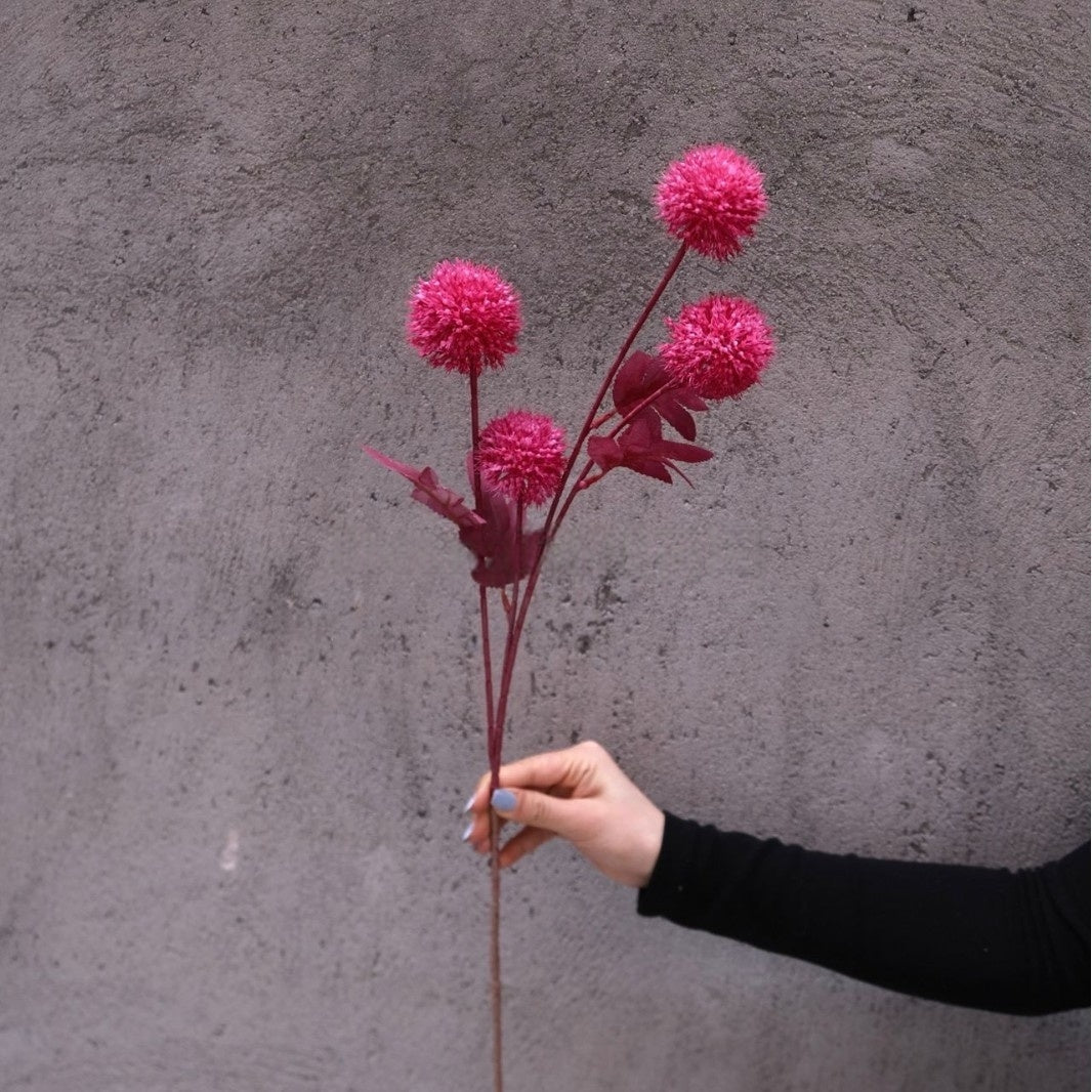 4-Head Allium Faux Flower – Modern Pom Pom Decorative Stem FS-1042
