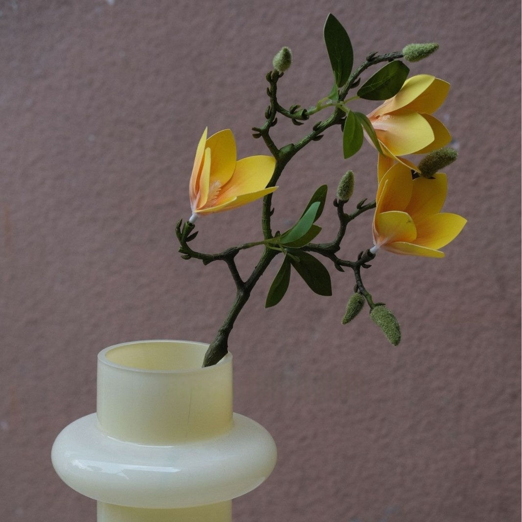 Faux Magnolia Peach Blossom Stems by Valar Flower – Lifelike 3-Fork Floral Branches for Vase Display FS-1068