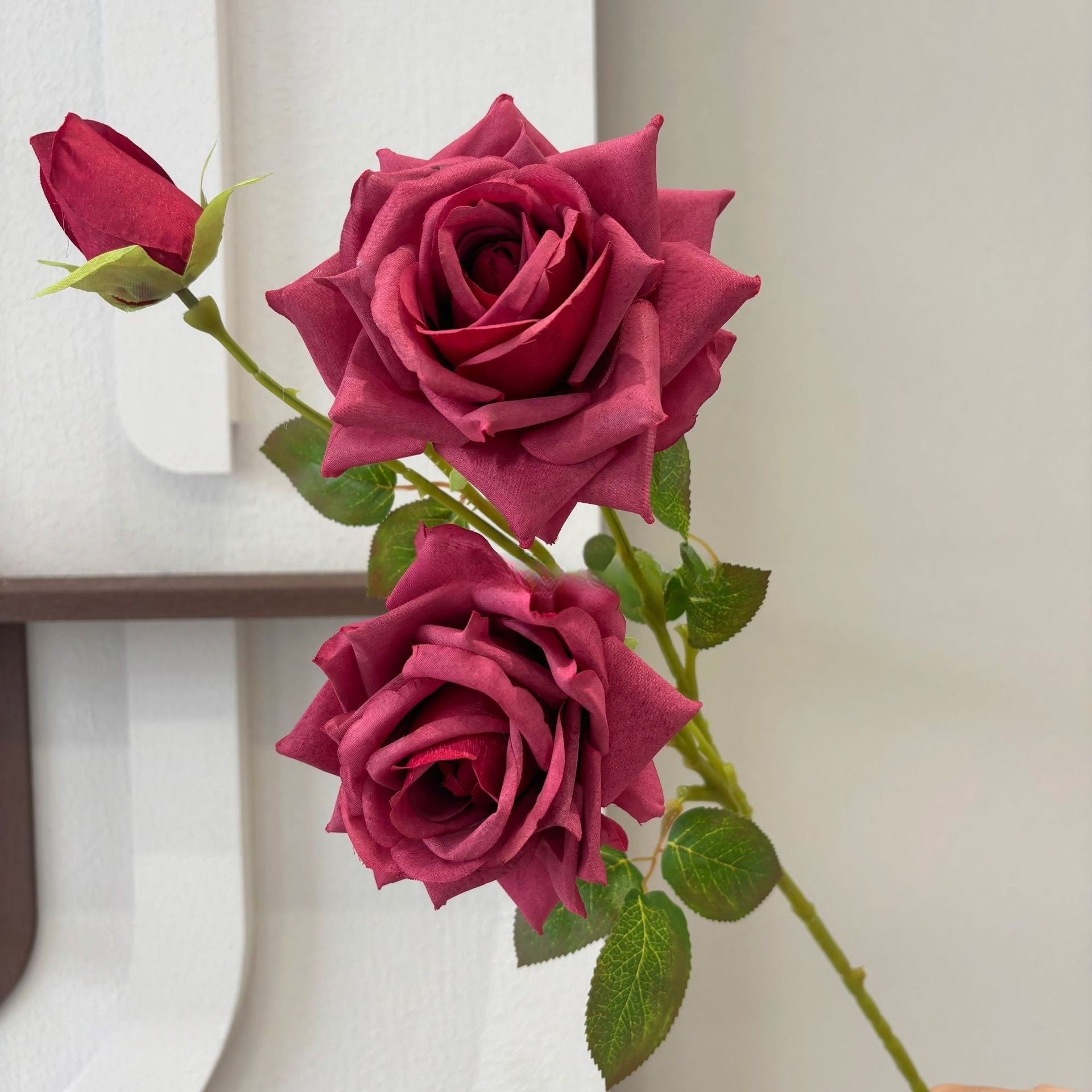 3-Head Carol Rose Artificial Flower – Lifelike Faux Rose Stem for Home Decor & Wedding FS-1024