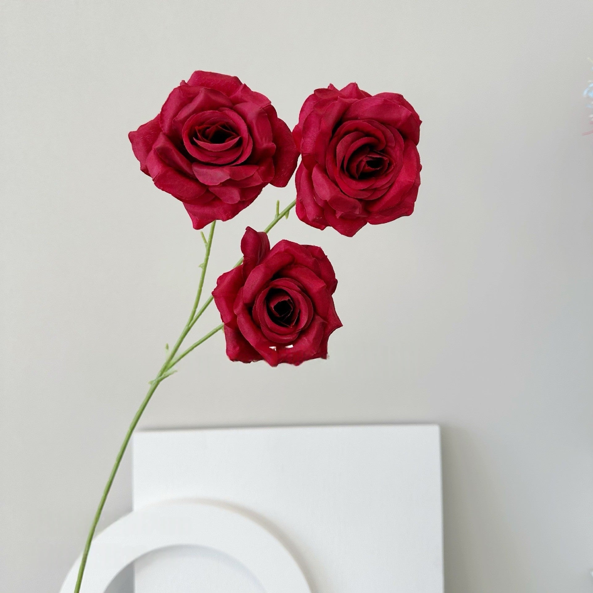 Three Head Diamond Rose Stem – Leafless Artificial Rose for Home Decor & Event Styling FS-1020