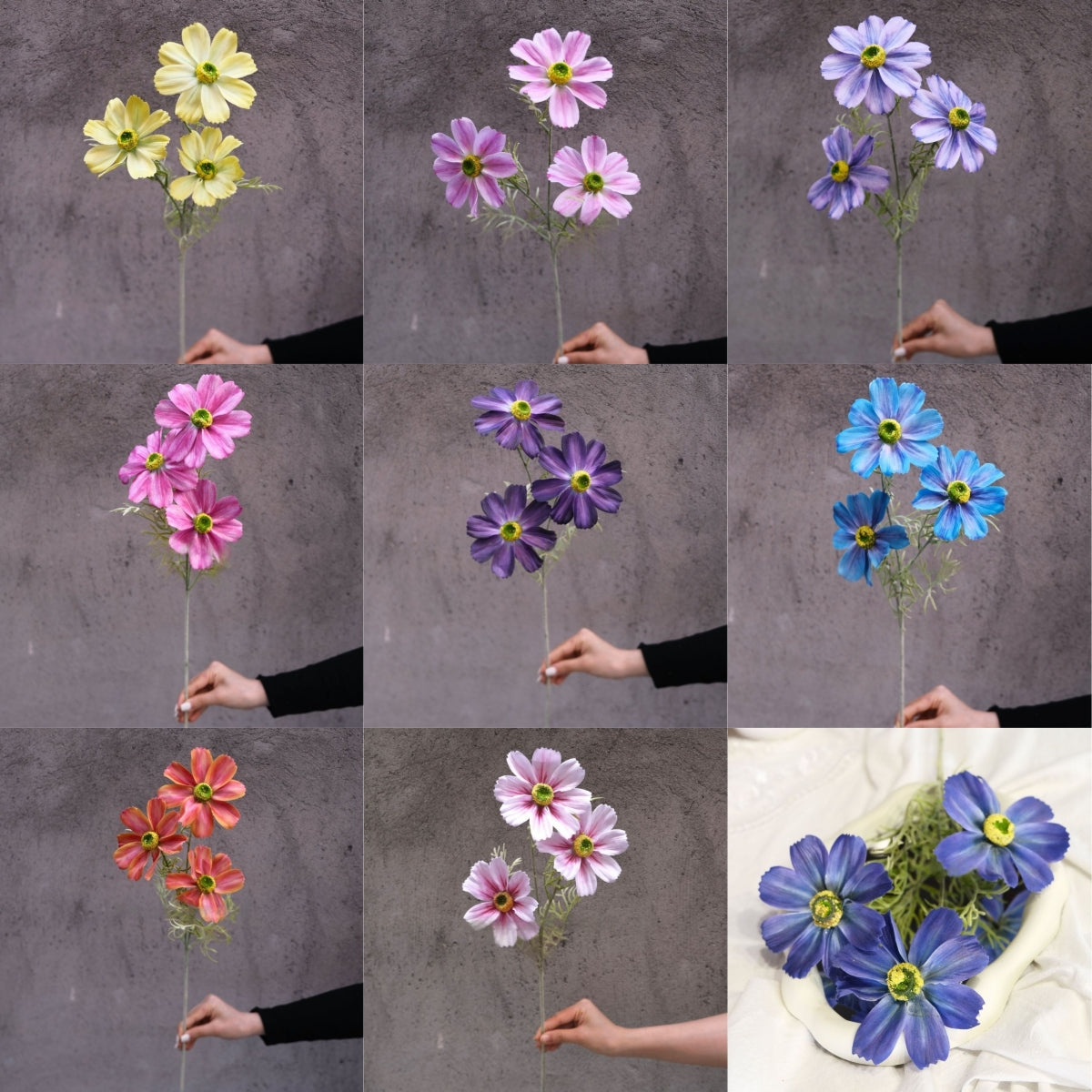 Valar Flower Artificial Cosmos Bouquet – Hand-Painted Look, Lifelike Textured Petals FS-1063