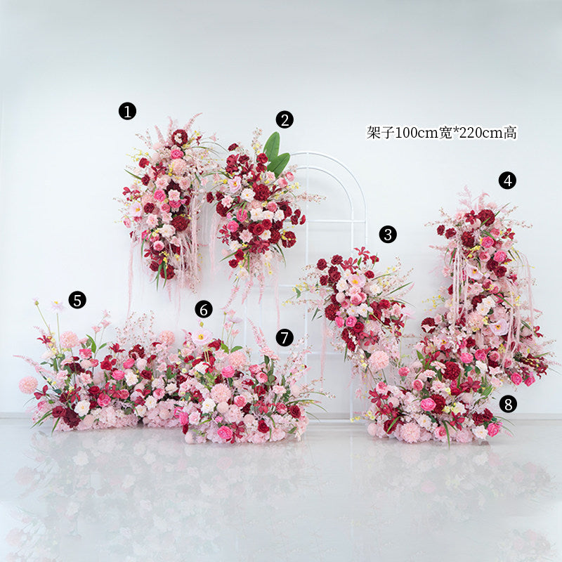 Valar Flower Romantic Pink & Burgundy Faux Floral Arrangement Set – Wedding & Event Decor FA-316