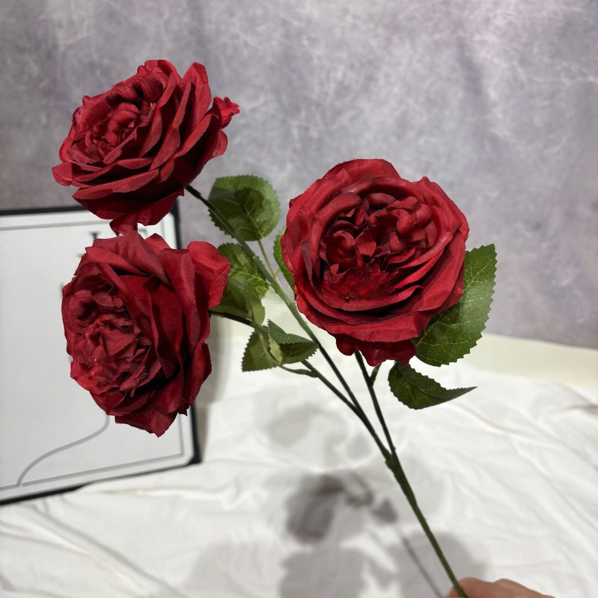 3-Head Faux Austin Rose – Vintage Garden Style Artificial Floral Stem FS-1046